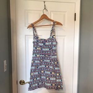 Divided pastel colored aztec print mini dress